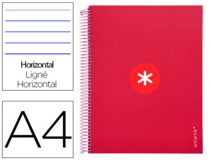 Cuaderno espiral liderpapel a4 micro antartik tapa forrada120h 100 gr horizontal 5 banda4 taladros color frambuesa