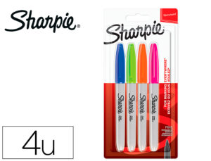 Rotulador sharpie permanente fino blister 4 unidades colores fantasia surtidos