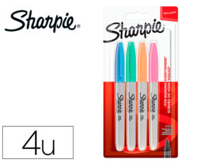 Rotulador sharpie permanente fino blister 4 unidades colores pastel surtidos