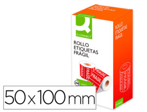 Etiqueta q-connect fragil 50×100 mm rollo de 200 unidades