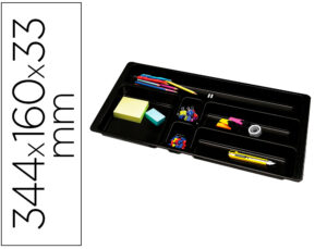 Bandeja organizadora q-connect de cajones color negro 344x160x33 mm