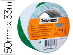 Cinta adhesiva tarifold seguridad para marcaje y señalizacion de suelo 33 mt x 50 mm color blanco/verde