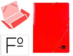 Carpeta liderpapel gomas folio 3 solapas carton plastificado color rojo