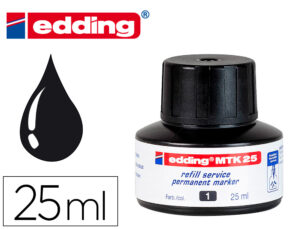 Tinta rotulador edding mtk25 con sistema capilar color negro bote 25 ml