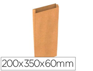 Sobre papel basika kraft natural liso con fuelle m 200x350x60 mm paquete de 25 unidades