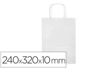 Bolsa papel q-connect celulosa blanco s con asa retorcida 240x320x10 mm