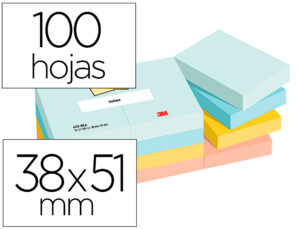 Bloc de notas adhesivas quita y pon beachside 100% pefc 38×51 mm 100 hojas pack de 12 unidades