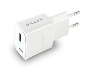 Cargador pared groovy 1 usb + 1usb-c color blanco