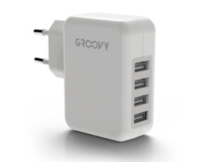 Cargador de pared groovy 4 usb color blanco