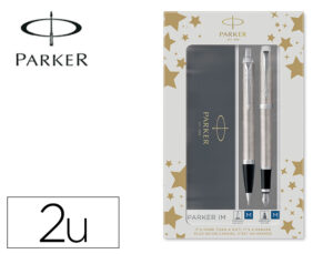 Juego parker im essential acero ct boligrafo + pluma