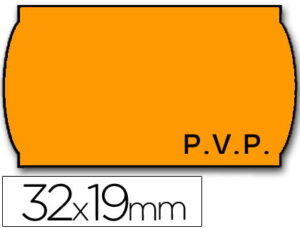 Etiquetas meto onduladas 32×19 mm pvp adh.2 fluor naranja rollo 1000 etiquetas