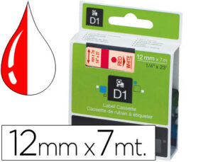 Cinta dymo 1000 rojo-blanco 12mm x 7mt d1