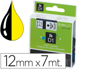 Cinta dymo 1000 negro-amarillo 12mm x 7mt d1