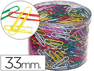 Clips colores liderpapel bote 1000 unidades colores surtidos