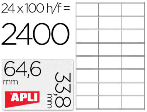 Etiqueta adhesiva apli 1263 tamaño 64,6×33,8 mm fotocopiadora laser ink-jet caja con 100 hojas din a4