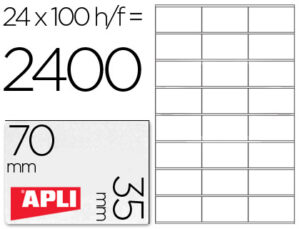 Etiqueta adhesiva apli 1272 tamaño 70×35 mm fotocopiaodra laser ink-jet caja con 100 hojas din a4