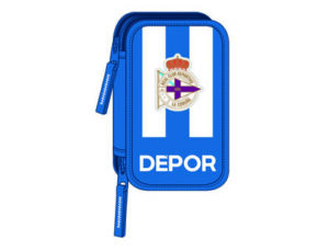 Plumier escolar safta r.c. deportivo de la coruña doble cremallera 28 piezas 125x40x195 mm