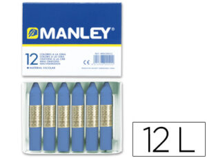 Lapices cera manley unicolor azul ultramar n.18 caja de 12 unidades