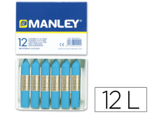 Lapices cera manley unicolor azul celeste n.17 caja de 12 unidades