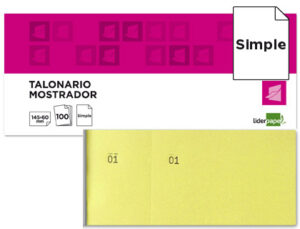 Talonario liderpapel mostrador 60×145 mm tl01 amarillo con matriz