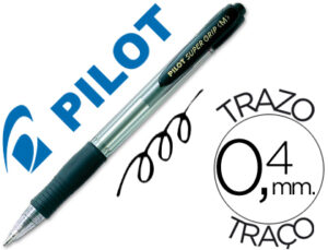 Boligrafo pilot super grip negro retractil sujecion de caucho tinta base de aceite