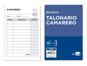 Talonario liderpapel camarero bolsillo original y 2 copias t350