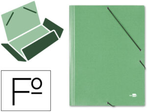 Carpeta liderpapel gomas folio 3 solapas carton simil prespan verde