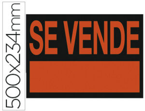 Cartel plastico “se vende”” rojo fluorescente 500×234 mm”