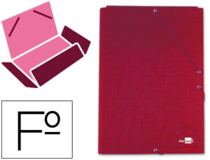 Carpeta liderpapel gomas folio 3 solapas carton forrado roja