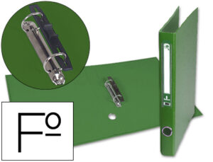 Carpeta de 2 anillas 25mm mixt as liderpapel folio forrado papercoat con ollao y tarjetero compresor plastico verde
