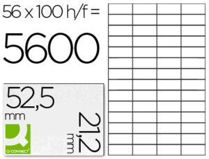 Etiqueta adhesiva q-connect kf10638 tamaño 52,5×21,2 mm fotocopiadora laser ink-jet caja con 100 hojas din a4