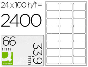 Etiqueta adhesiva q-connect kf10639 tamaño 66×33,9 mm fotocopiadora laser ink-jet caja con 100 hojas din a4