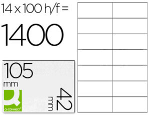 Etiqueta adhesiva q-connect kf10655 tamaño 105×42 mm fotocopiadora laser ink-jet caja con 100 hojas din a4