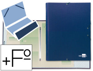 Carpeta clasificadora liderpapel 12 departamentos folio prolongado carton forrado azul