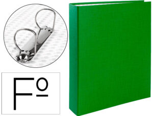 Carpeta de 2 anillas 40mm mixtas liderpapel folio carton forrado paper coat compresor plastico verde