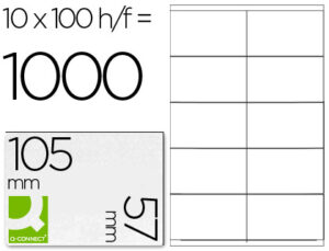 Etiqueta adhesiva q-connect kf10658 tamaño 105×57 mm fotocopiadora laser ink-jet caja con 100 hojas din a4