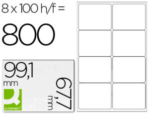 Etiqueta adhesiva q-connect kf01588 tamaño 99,1×67,7 mm fotocopiadora laser ink-jet caja con 100 hojas din a4