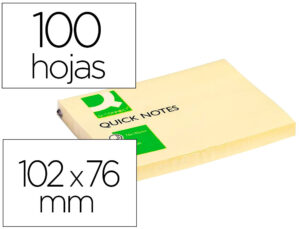 Bloc de notas adhesivas quita y pon q-connect 76×102 mm con 100 hojas