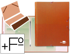 Carpeta clasificadora liderpapel 12 departamentos folio prolongado carton forrado naranja