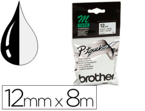 Cinta brother mk-231 blanco-negro 12mm longitud 8 mt