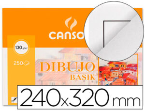 Papel dibujo basik 240×320 din a4 + 130 gr con recuadro minipack de 10 hojas