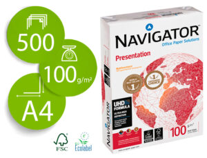 Papel fotocopiadora navigator din a4 100 gramos papel multiuso ink-jet y laserpaquete de 500 hojas