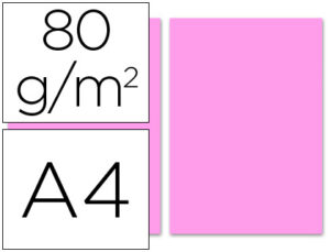 Papel color liderpapel a4 80gr rosa paquete de 100 hojas