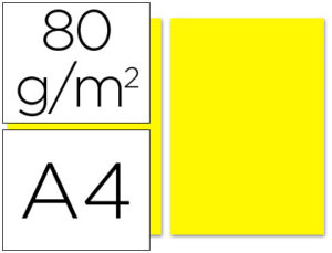 Papel color liderpapel a4 80gr amarillo paquete de 100 hojas