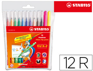 Rotulador stabilo trio a-z caja de 12 unidades colores surtidos