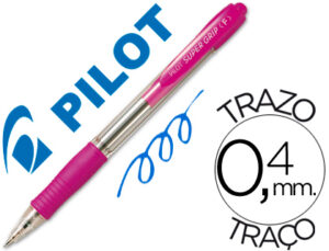 Boligrafo pilot super grip rosa retractil sujecion de caucho tinta base de aceite