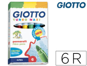 Rotulador giotto turbo maxi caja de 6 colores lavables con punta bloqueada