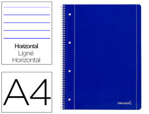 Cuaderno espiral liderpapel a4 micro serie azul tapa blanda 80h 80 gr horizontal con margen 4 taladros azul