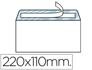 Sobre liderpapel n.2 blanco din americano 110x220mm tira de silicona open system caja de 500 unidades