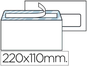 Sobre liderpapel n.3 blanco din americano ventana derecha 110x220mm tira de silicona system open caja de 500 unidad